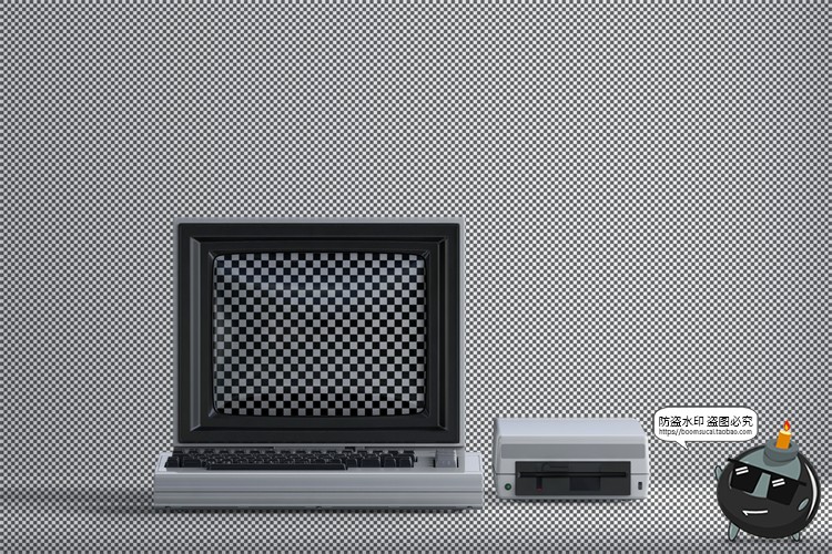 图片[6]-3D复古老物件旧电脑古董大头机CRT显示器屏幕展示样机PSD模板素材-设计猿