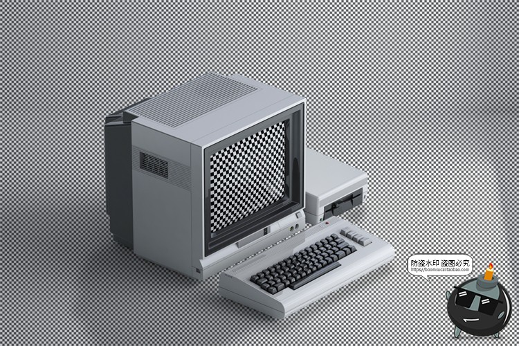 图片[17]-3D复古老物件旧电脑古董大头机CRT显示器屏幕展示样机PSD模板素材-设计猿