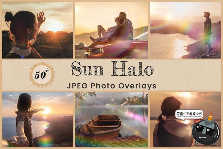 图片[1]-太阳光晕光波光圈照片叠加效果JPG黑底后期合成特效图片背景素材-设计猿