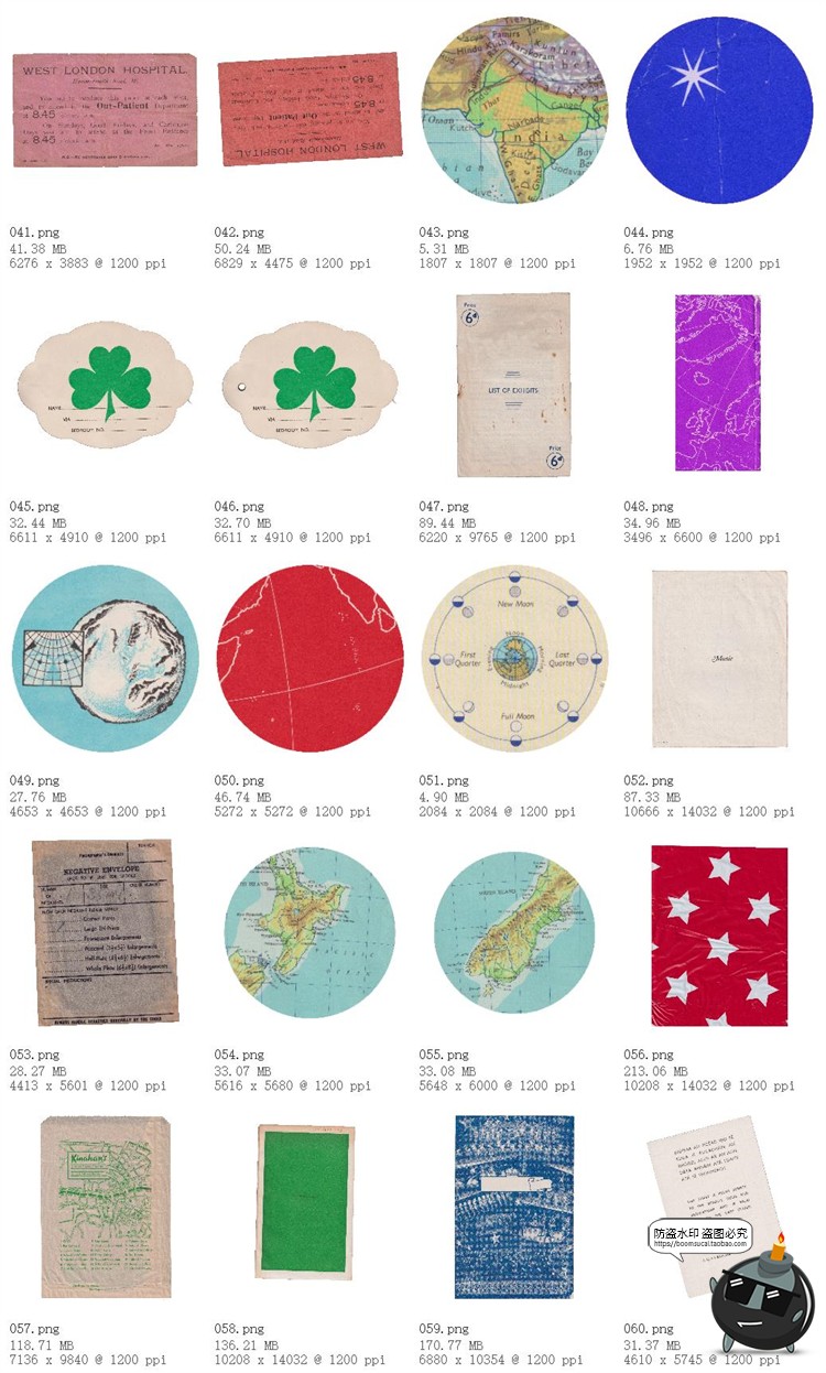 图片[4]-复古19世纪欧美元素老旧纸张标签贴纸拼贴剪切画PNG免抠图片素材-设计猿