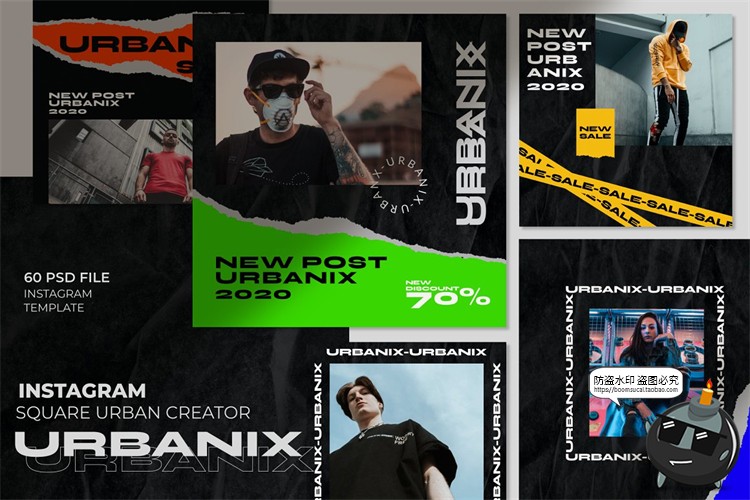 图片[3]-潮流现代提示安全线禁止线撕纸竖屏错版文字排版PSD模板PS素材-设计猿