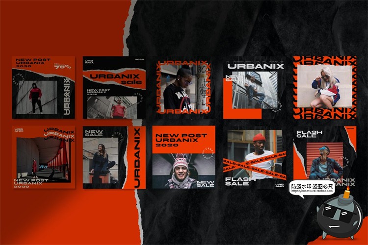 图片[5]-潮流现代提示安全线禁止线撕纸竖屏错版文字排版PSD模板PS素材-设计猿