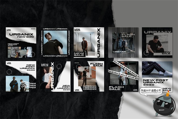 图片[7]-潮流现代提示安全线禁止线撕纸竖屏错版文字排版PSD模板PS素材-设计猿