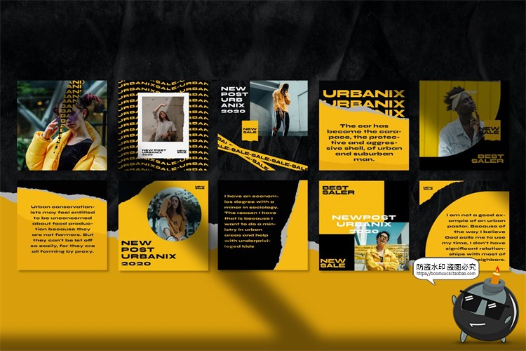 图片[8]-潮流现代提示安全线禁止线撕纸竖屏错版文字排版PSD模板PS素材-设计猿