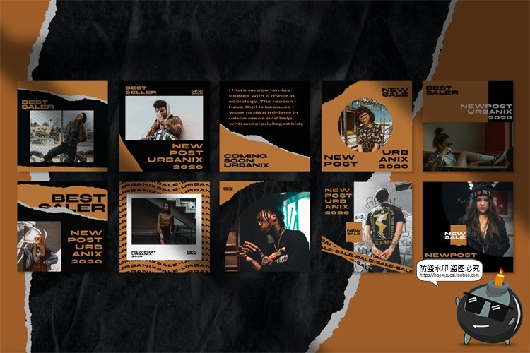 图片[9]-潮流现代提示安全线禁止线撕纸竖屏错版文字排版PSD模板PS素材-设计猿