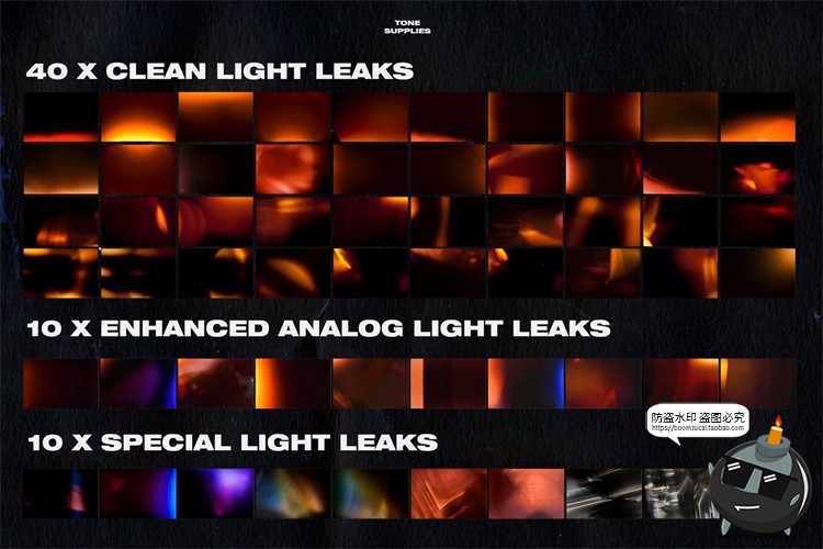 图片[2]-复古质感电影胶片镜头漏光光晕特效光效JPG黑底后期合成叠层素材-设计猿