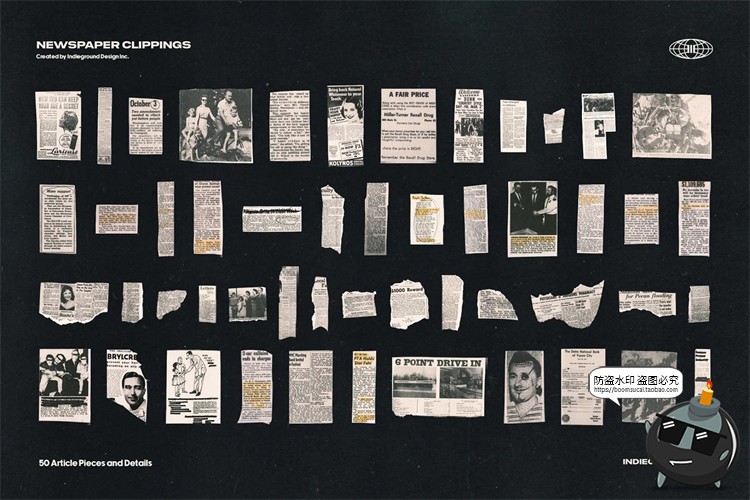 图片[6]-复古做旧撕裂折痕破碎欧美老报纸裁剪碎片拼贴剪切画PNG免抠素材-设计猿