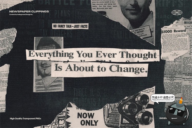 图片[7]-复古做旧撕裂折痕破碎欧美老报纸裁剪碎片拼贴剪切画PNG免抠素材-设计猿