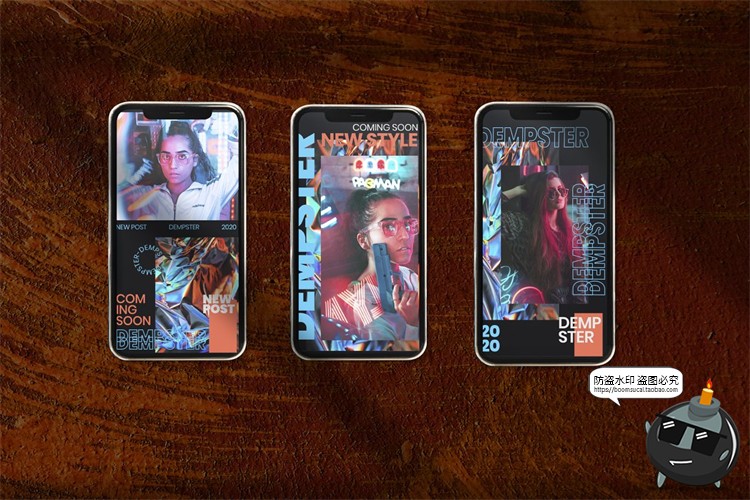 图片[2]-潮流全息抽象锡箔纸错版游戏风竖屏文字图文排版PSD模板PS素材-设计猿