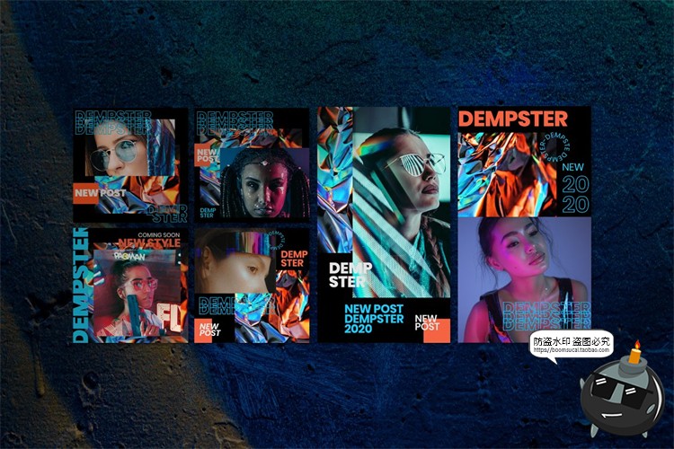 图片[4]-潮流全息抽象锡箔纸错版游戏风竖屏文字图文排版PSD模板PS素材-设计猿