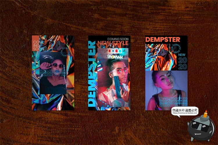 图片[5]-潮流全息抽象锡箔纸错版游戏风竖屏文字图文排版PSD模板PS素材-设计猿