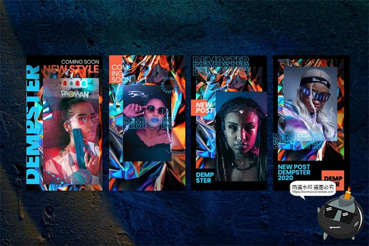 图片[7]-潮流全息抽象锡箔纸错版游戏风竖屏文字图文排版PSD模板PS素材-设计猿