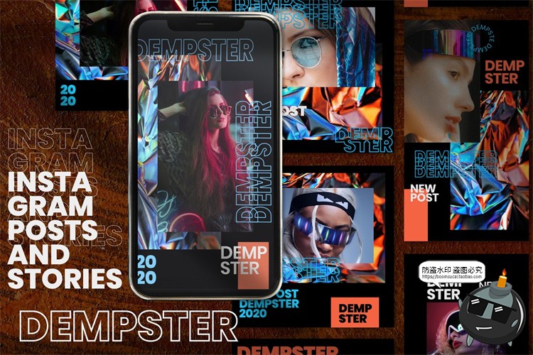 图片[10]-潮流全息抽象锡箔纸错版游戏风竖屏文字图文排版PSD模板PS素材-设计猿