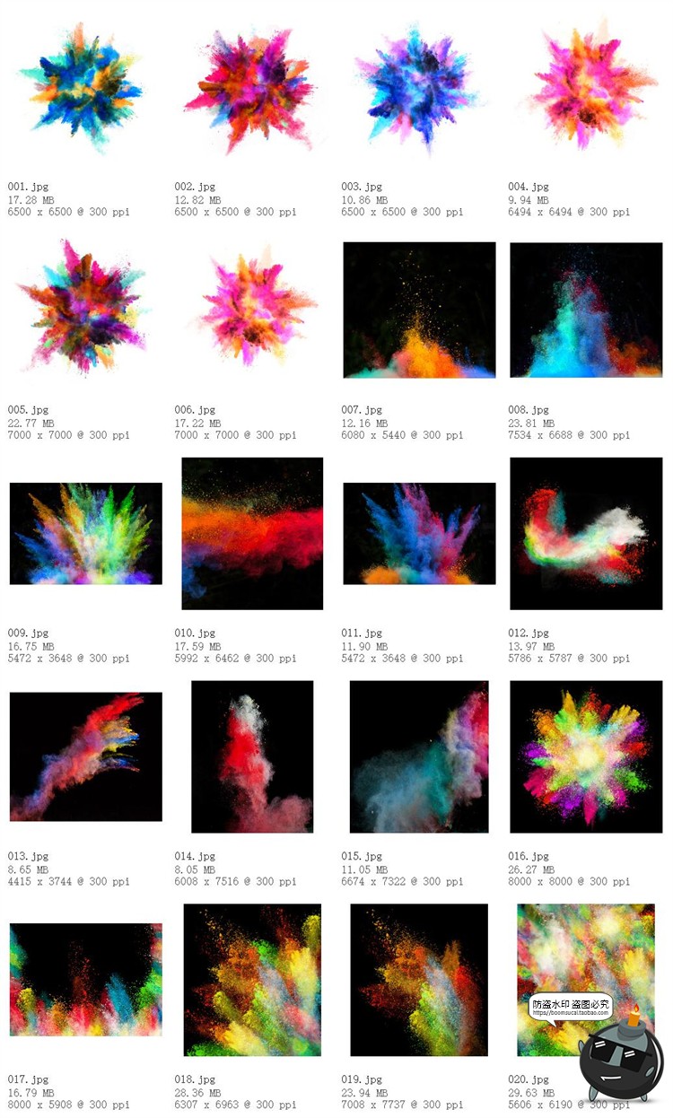 图片[6]-彩色粉末颗粒物沙子粉尘烟雾喷溅飞洒创意JPG图片后期合成素材-设计猿