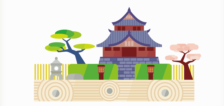 图片[1]-扁平化卡通古代建筑风景图案AI矢量ui设计素材背景房屋图案-设计猿