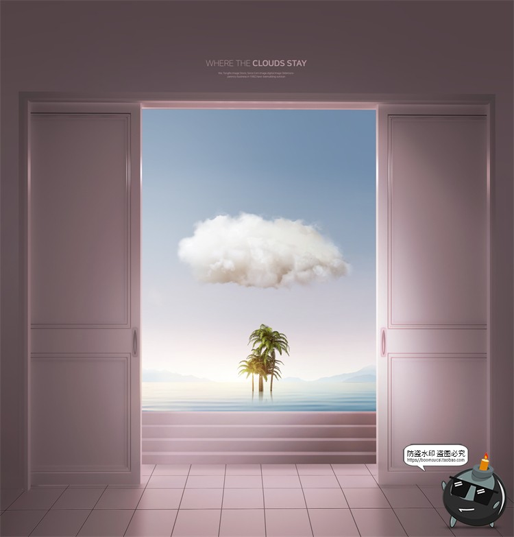 图片[3]-创意艺术云朵云层合成广告主视觉海报平面PSD模板源文件PS素材-设计猿