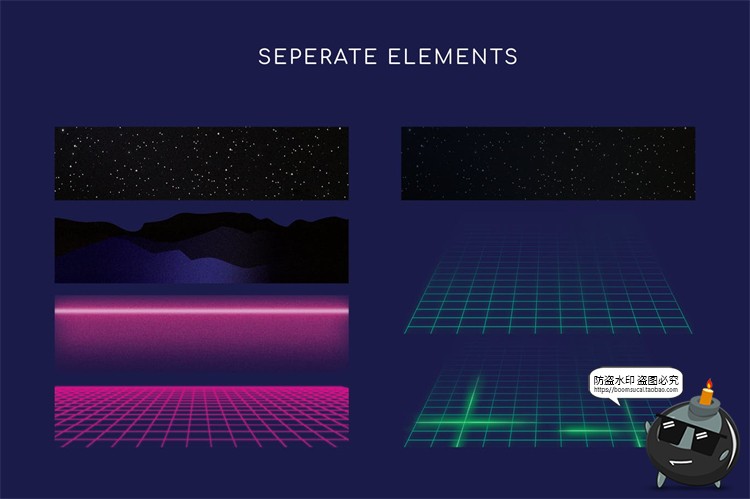 图片[2]-霓虹灯网格科幻背景场景底纹纹理后期合成装饰元素PNG免抠PSD模板-设计猿
