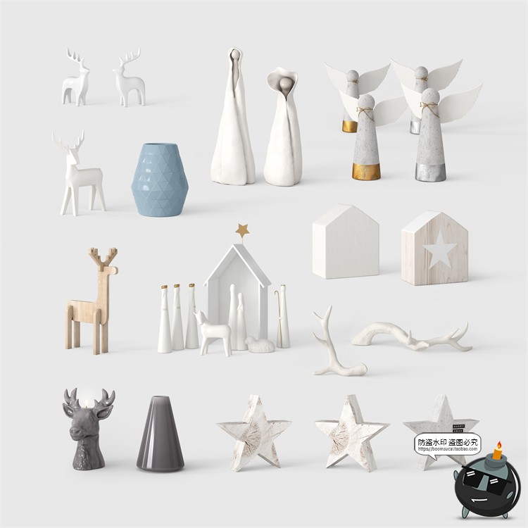 图片[5]-圣诞节新年文创礼品装饰桌面场景摆件礼物节日元素PSD模板PS素材-设计猿