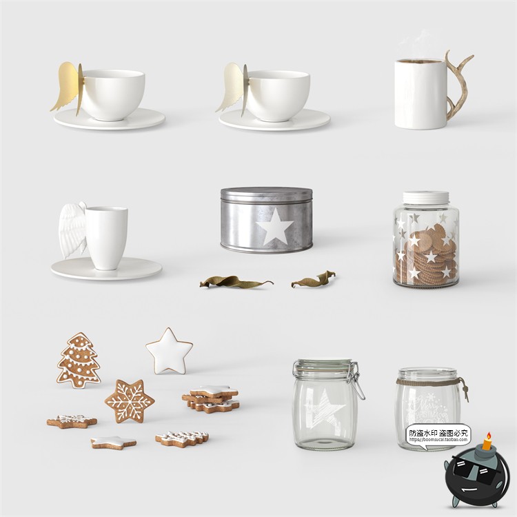 图片[7]-圣诞节新年文创礼品装饰桌面场景摆件礼物节日元素PSD模板PS素材-设计猿