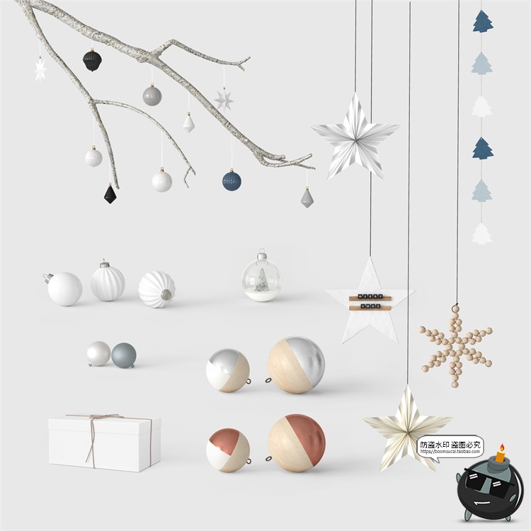 图片[8]-圣诞节新年文创礼品装饰桌面场景摆件礼物节日元素PSD模板PS素材-设计猿