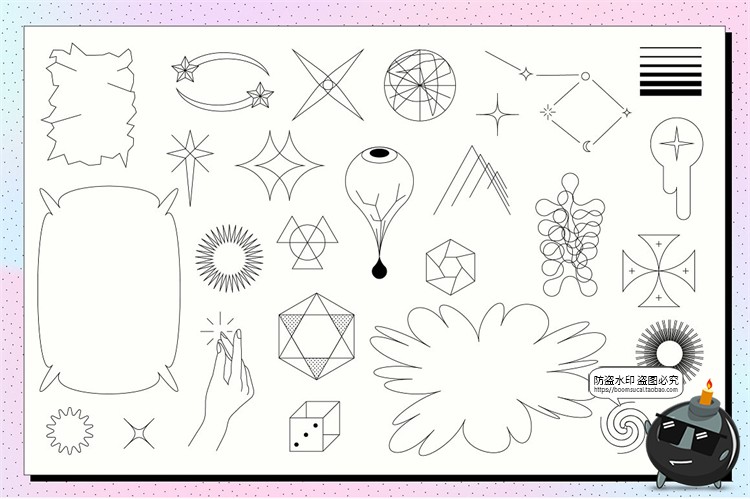 图片[3]-Y2K美学未来复古波浪形状酸性元素背景AI矢量PNG免抠装饰图标素材-设计猿