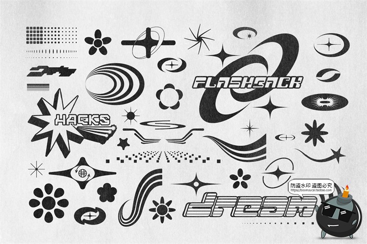 图片[6]-潮流复古酸性Y2K机能抽象赛博朋克logo图标几何图形AI矢量素材-设计猿