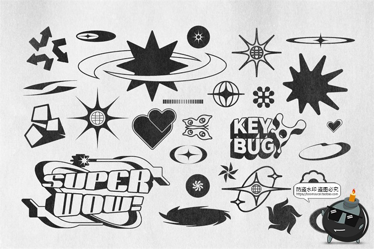 图片[7]-潮流复古酸性Y2K机能抽象赛博朋克logo图标几何图形AI矢量素材-设计猿