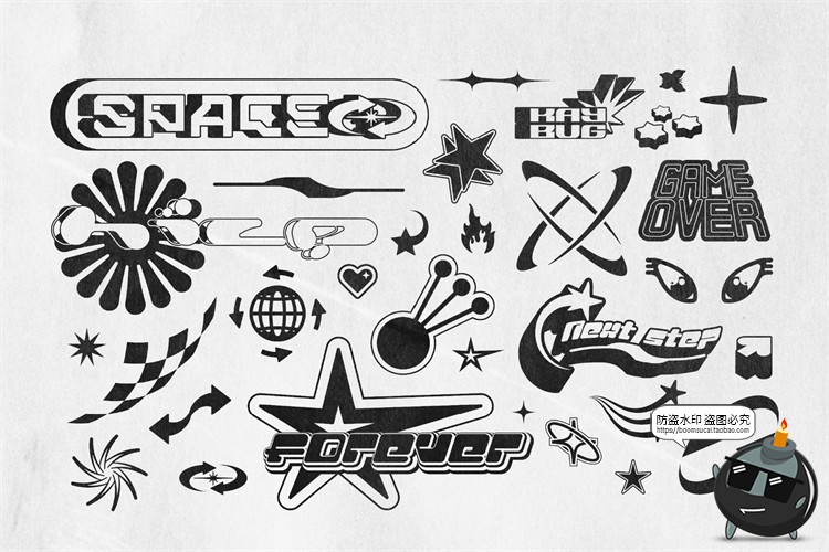 图片[11]-潮流复古酸性Y2K机能抽象赛博朋克logo图标几何图形AI矢量素材-设计猿