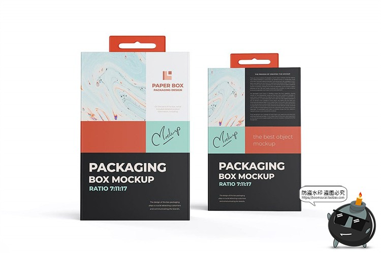 图片[3]-悬挂式纸盒电子3C设备纸板盒纸箱模型贴图包装样机PSD模板PS素材-设计猿