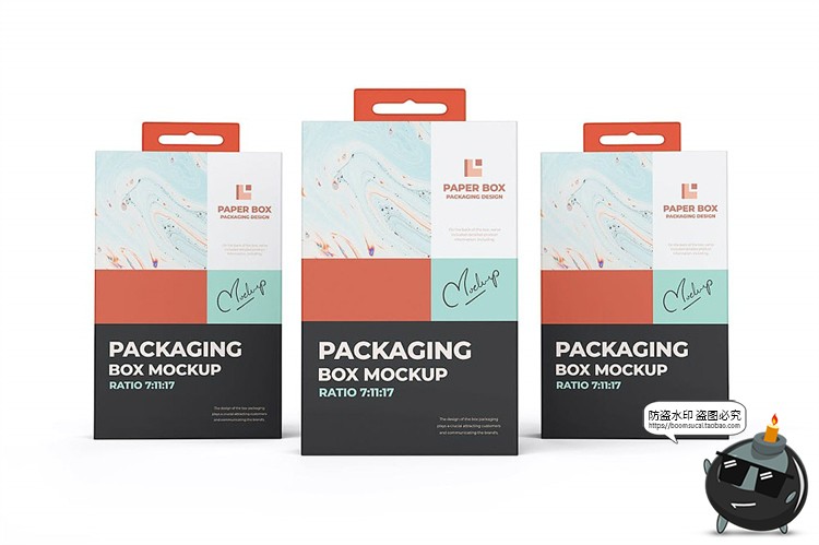 图片[5]-悬挂式纸盒电子3C设备纸板盒纸箱模型贴图包装样机PSD模板PS素材-设计猿