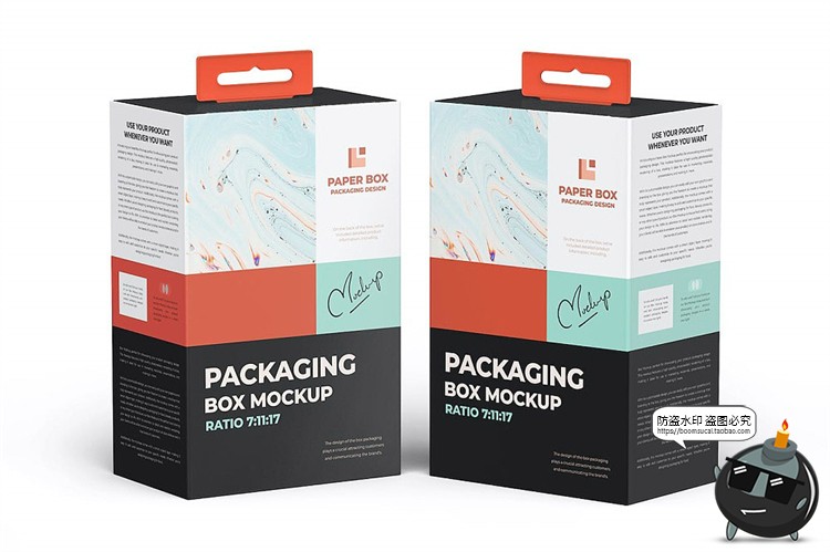 图片[10]-悬挂式纸盒电子3C设备纸板盒纸箱模型贴图包装样机PSD模板PS素材-设计猿