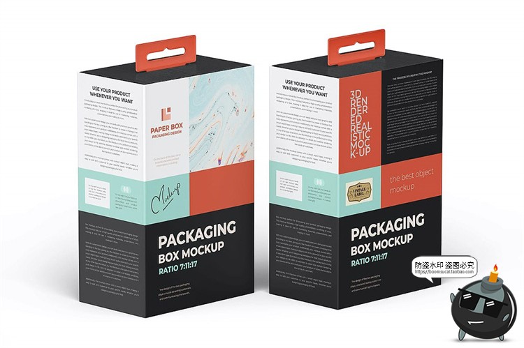 图片[11]-悬挂式纸盒电子3C设备纸板盒纸箱模型贴图包装样机PSD模板PS素材-设计猿