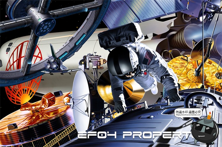 图片[1]-科幻风格卫星飞船太空星空宇宙UFO战舰信号空间站PNG免抠PS素材-设计猿