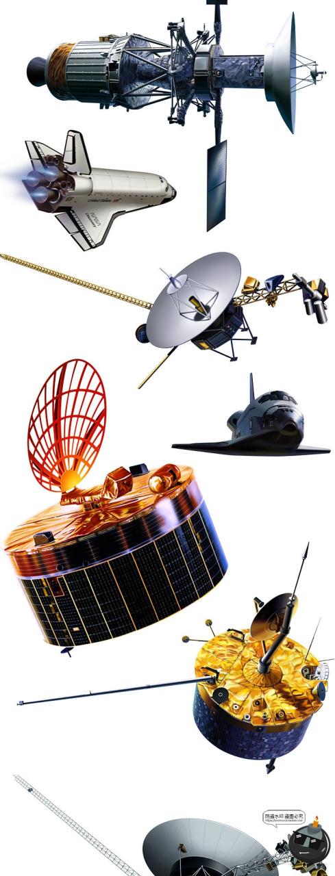 图片[3]-科幻风格卫星飞船太空星空宇宙UFO战舰信号空间站PNG免抠PS素材-设计猿