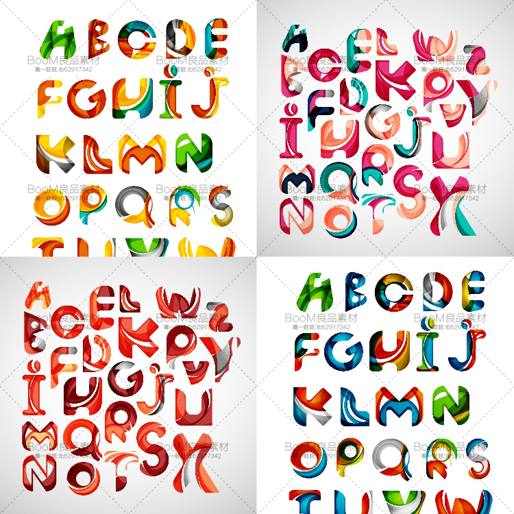 图片[6]-彩色撞色风格英文字母抽象创意卡通个性图案AI矢量素材设计素材-设计猿