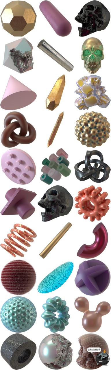 图片[3]-酸性未来赛博朋克机能抽象3D三维立体金属质感图案形PNG元素素材-设计猿