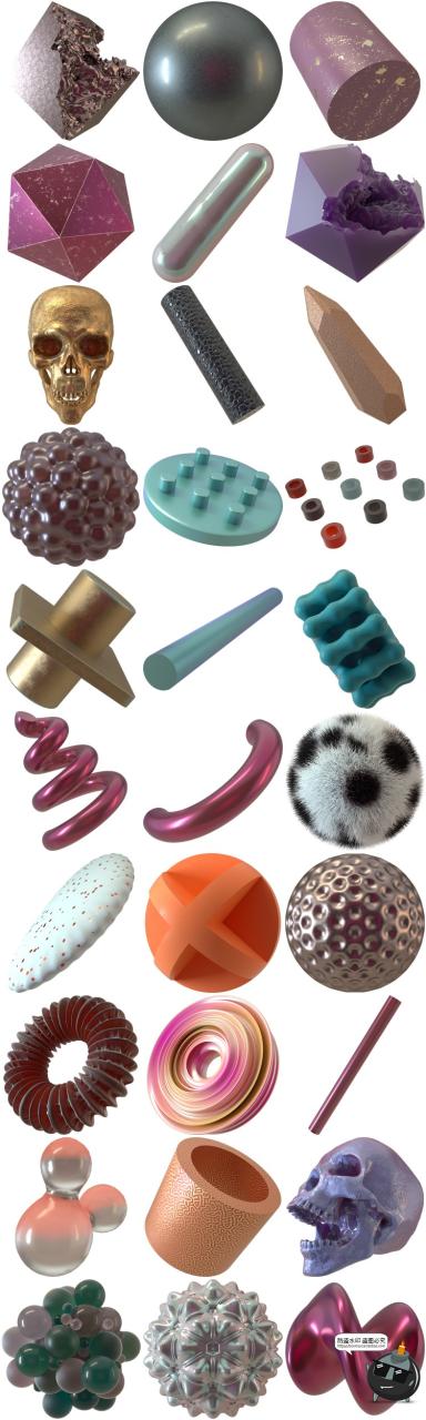 图片[4]-酸性未来赛博朋克机能抽象3D三维立体金属质感图案形PNG元素素材-设计猿