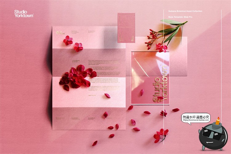 图片[13]-艺术鲜花花卉花瓣玫瑰树叶装饰元素插画PSD分层源文件模板PS素材-设计猿