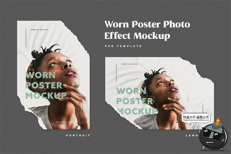图片[4]-褶皱撕边复古撕纸纸张撕裂海报效果Ps智能贴图样机PSD模板PS素材-设计猿
