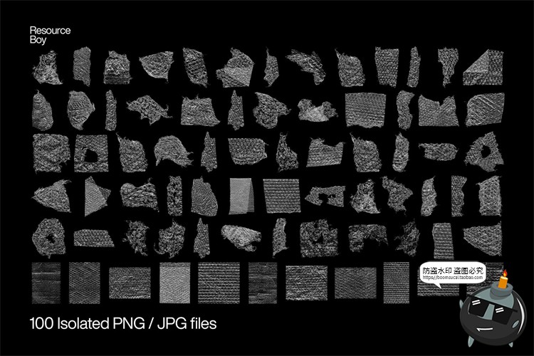图片[2]-透明撕裂气泡塑料气泡膜纸包装背景肌理PNG免抠叠加后期合成素材-设计猿