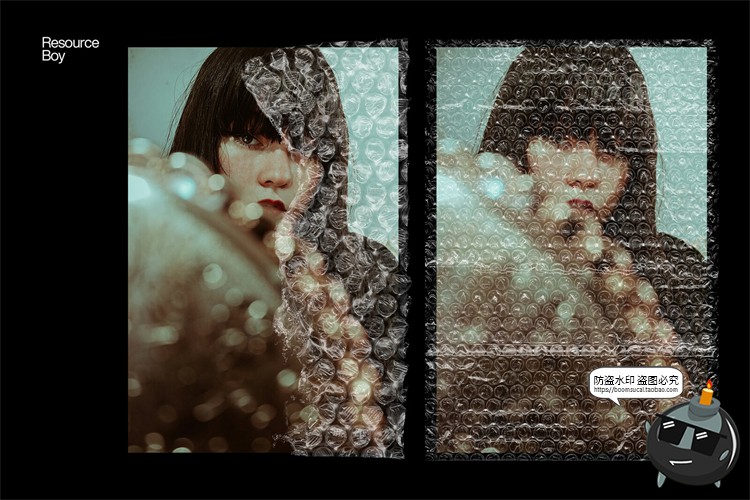 图片[4]-透明撕裂气泡塑料气泡膜纸包装背景肌理PNG免抠叠加后期合成素材-设计猿