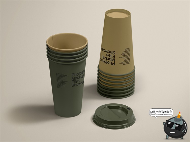 图片[3]-咖啡豆纸袋一次性纸杯品牌vi产品包装作品贴图样机PSD模板PS素材-设计猿