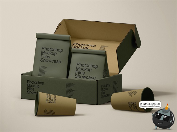 图片[5]-咖啡豆纸袋一次性纸杯品牌vi产品包装作品贴图样机PSD模板PS素材-设计猿