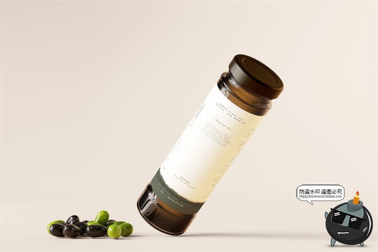 图片[1]-棕榈橄榄油品牌LOGO提案样机玻璃金属罐食物油精华PSD模板PS素材-设计猿