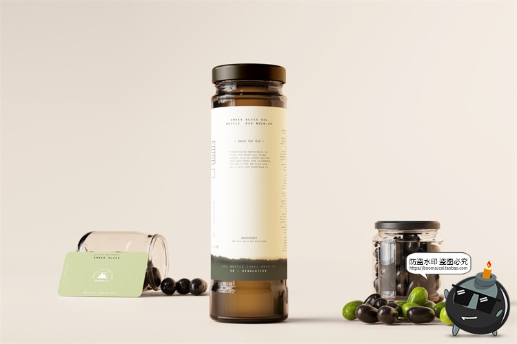 图片[2]-棕榈橄榄油品牌LOGO提案样机玻璃金属罐食物油精华PSD模板PS素材-设计猿