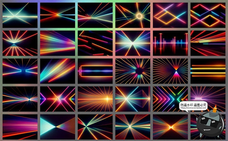 图片[2]-炫酷科幻赛博朋克激光霓虹灯光效光束JPG黑底图片后期合成素材-设计猿