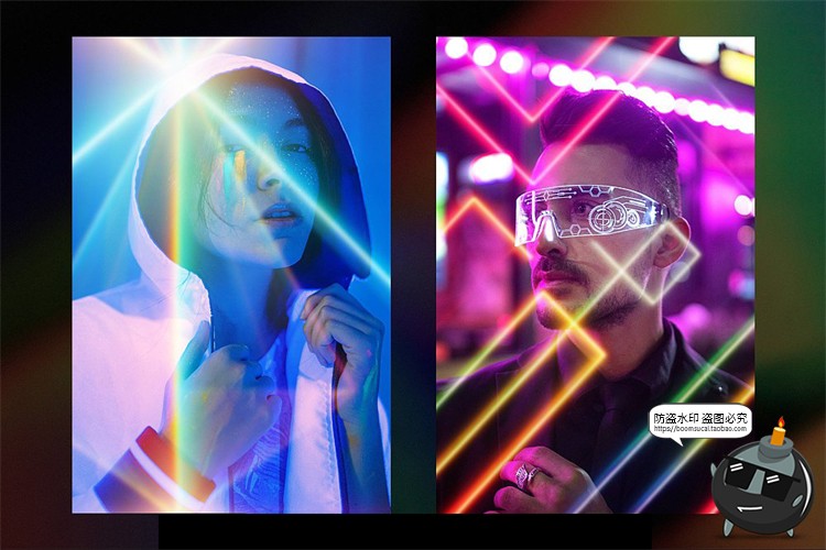 图片[6]-炫酷科幻赛博朋克激光霓虹灯光效光束JPG黑底图片后期合成素材-设计猿