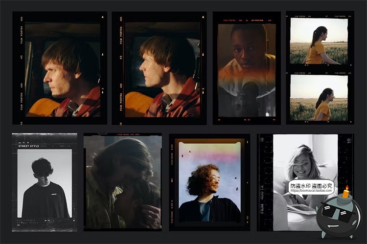 图片[9]-复古电影竖胶片帧撕纸胶带叠加相框边框装饰元素胶卷PNG免抠素材-设计猿