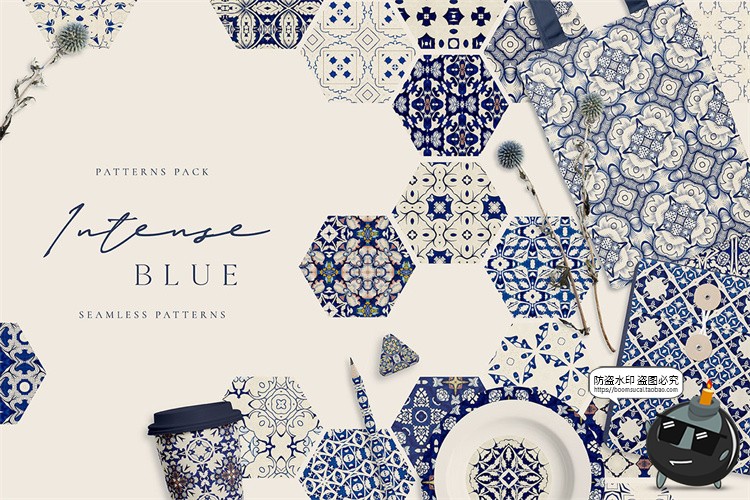 图片[1]-深蓝色藏蓝色无缝图案拼接背景底纹瓷砖地板包装印花JPG图片素材-设计猿