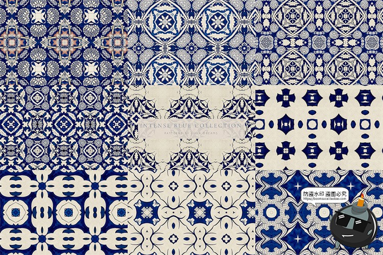图片[2]-深蓝色藏蓝色无缝图案拼接背景底纹瓷砖地板包装印花JPG图片素材-设计猿